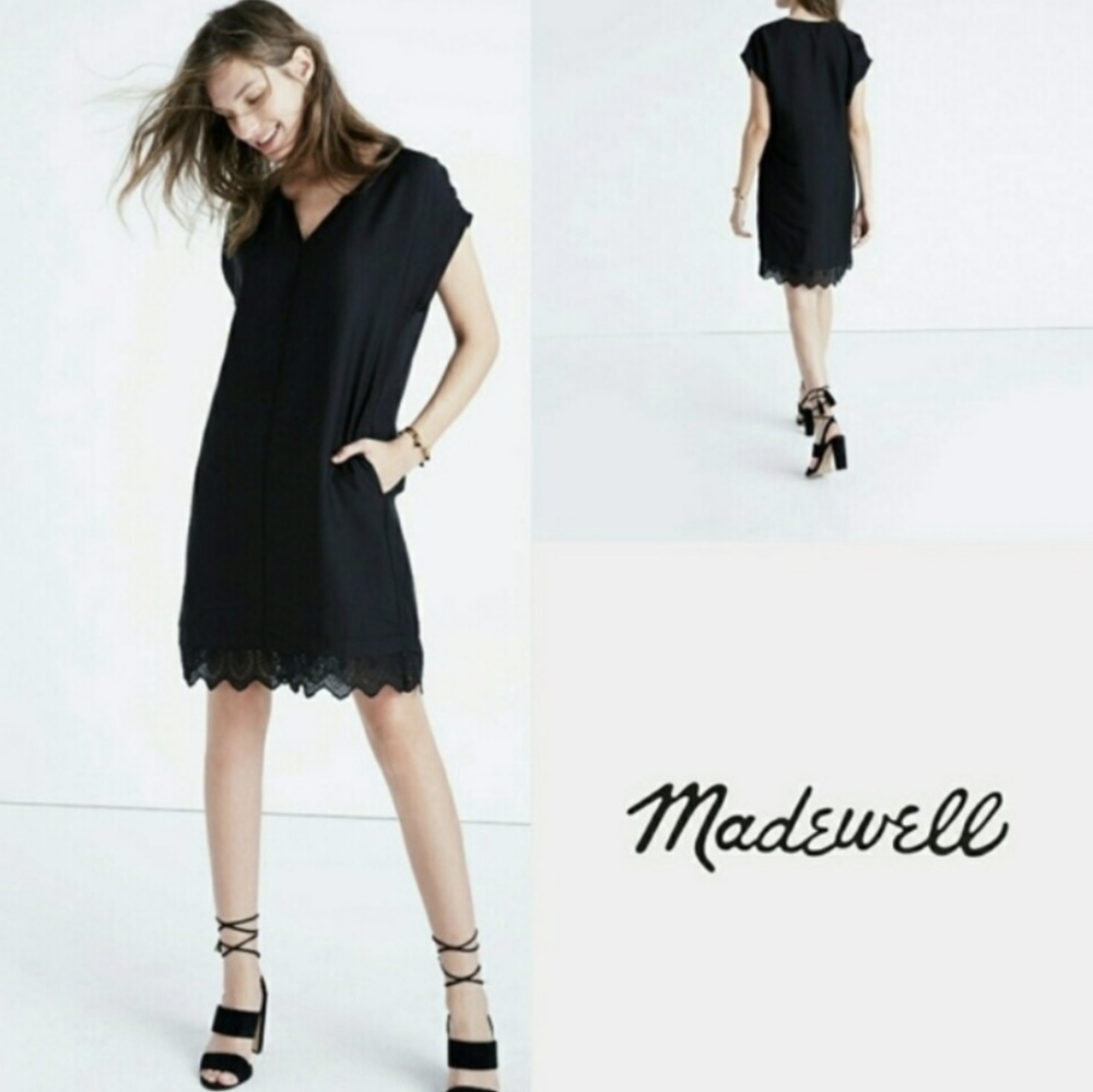 Madewell Duskway v neck black eyelet dress
